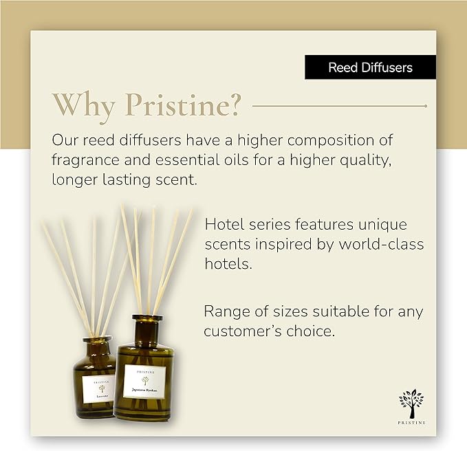 PRISTINE Japanese Ryokan/Inspired by Shang Hotel Reed Diffuser for Home | Fresh Lavender, Moroccan Amber Reed Diffuser Set, Oil Diffuser & Reed Diffuser | Home & Office Decor | Fragrance Gift