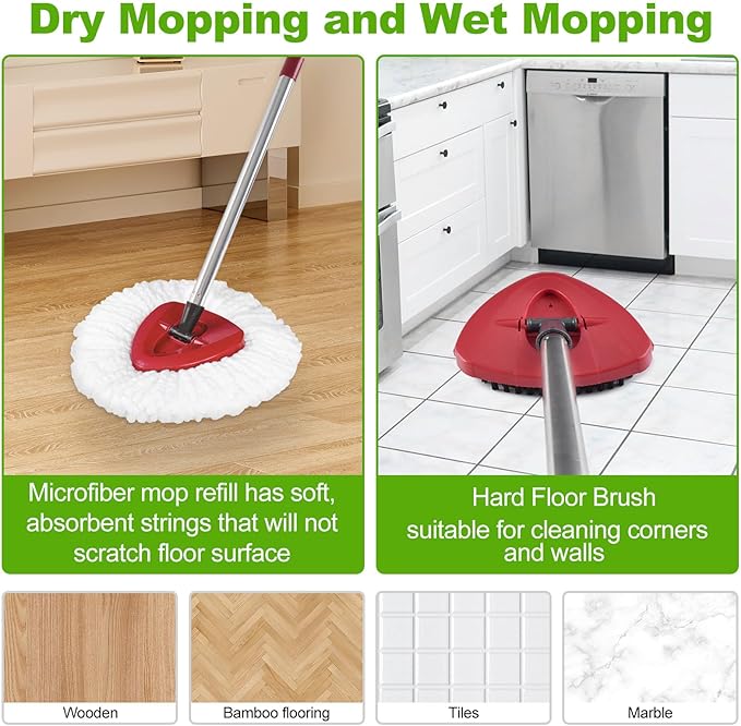 Mop Heads Replacements for O Cedar,Mop Replace Head for Ocedar Easywring 1 Tank,Include 3 Spin Mop Replacement Head 1 Scrub Brush and 1 Mop Base Deep Cleaning & Machine Washable
