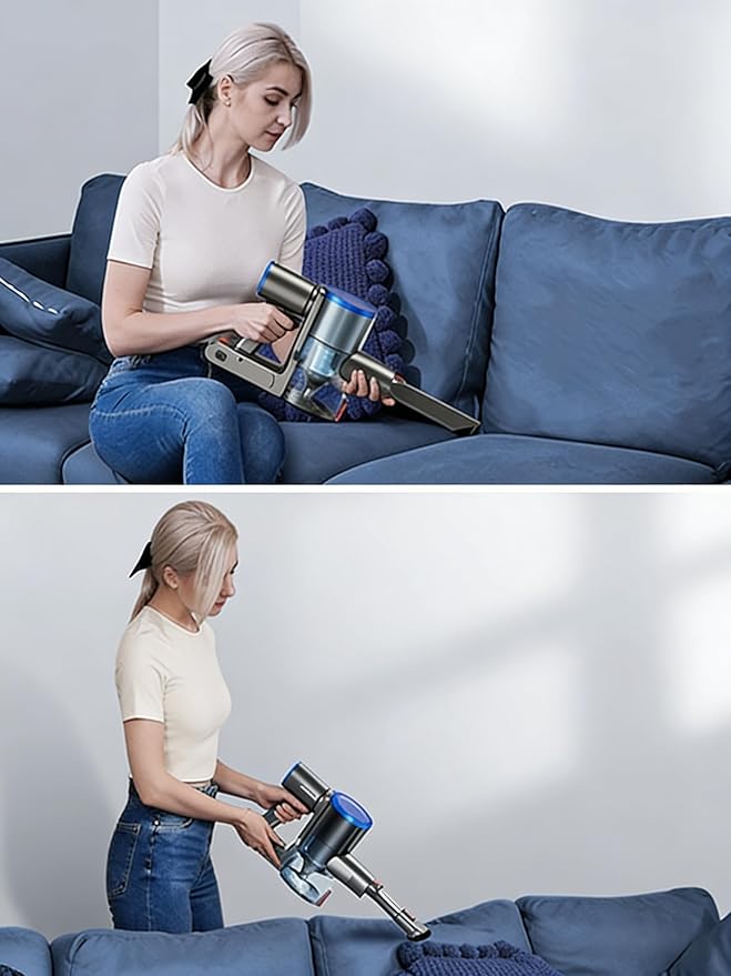 Cordless Vacuum Cleaner, 30Kpa/400W/45 Mins Small Stick Vacuum Cleaner, Rechargeable, 80000RMP Lightweight Handheld Vacuum for Home with LED Display Screen, for Hardwoods/Floors/Carpets/Pet Hair, 5lb