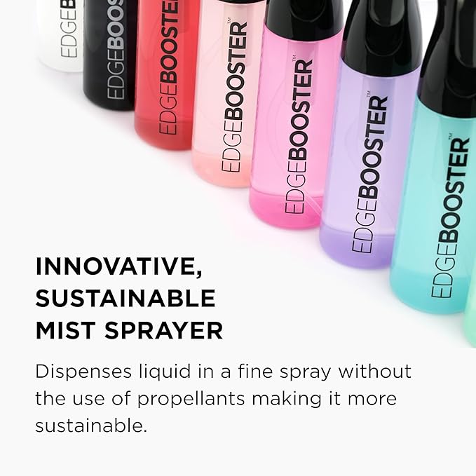 Style Factor Edge Booster Mist Spray Bottle for Hair (10.1oz/300ml) - Continuous Ultra Fine Mist Sprayer – For Hairstyling, Salons, Cleaning, Plants, Essential Oil & More - Red