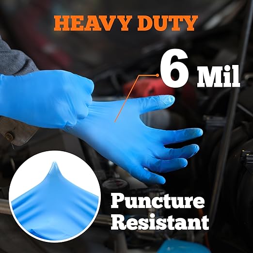 TitanFlex Nitrile Exam Gloves, Blue, 6-mil, Small, Box of 100, Heavy Duty Nitrile Gloves Disposable Latex Free, Powder Free, Medical Gloves, Cooking Gloves, Mechanic Gloves, Cleaning Gloves