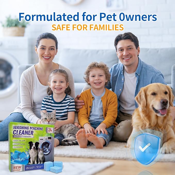 Ultra-Powerful Washing Machine Cleaner Tablets-24 Packs, Deep Cleaning Tablets for Front Loader, Top Load & HE Washers,Formulated for Pet Owners,1 Year Supply