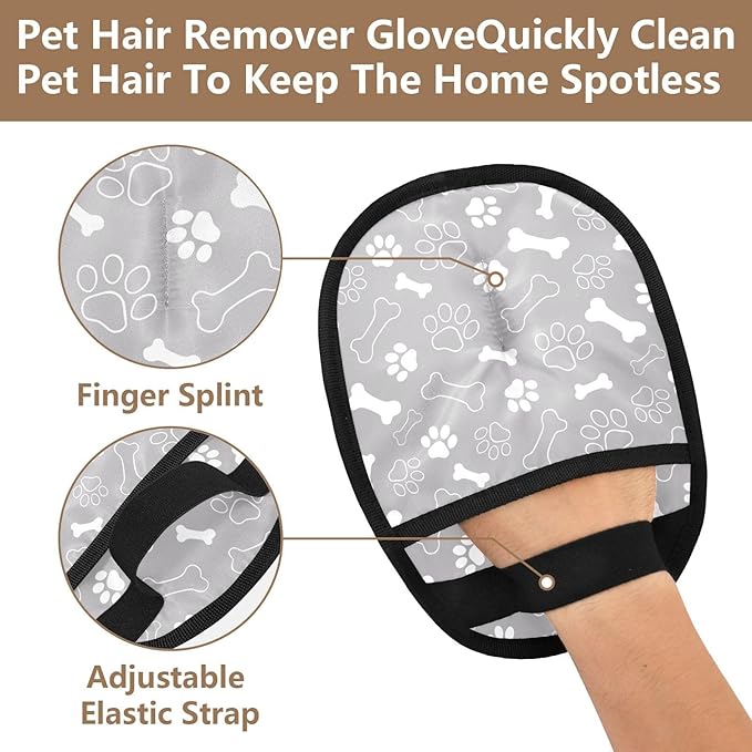 I·D Good Figure Pet Grooming Gloves Reusable Dog & Cat Hair Remover for Furniture, Car Interiors Multi-Surface Deshedding Tool for Carpets, Bedding & Home Cleaning