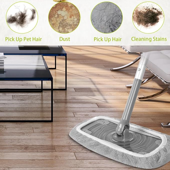 Reusable Microfiber Mop Pads Dry Sweeping Cloths Compatible with Swiffer Sweeper Mop Wet Mopping Cloths Refill for Mopping Floors (4 Pack, Mop is not Included)