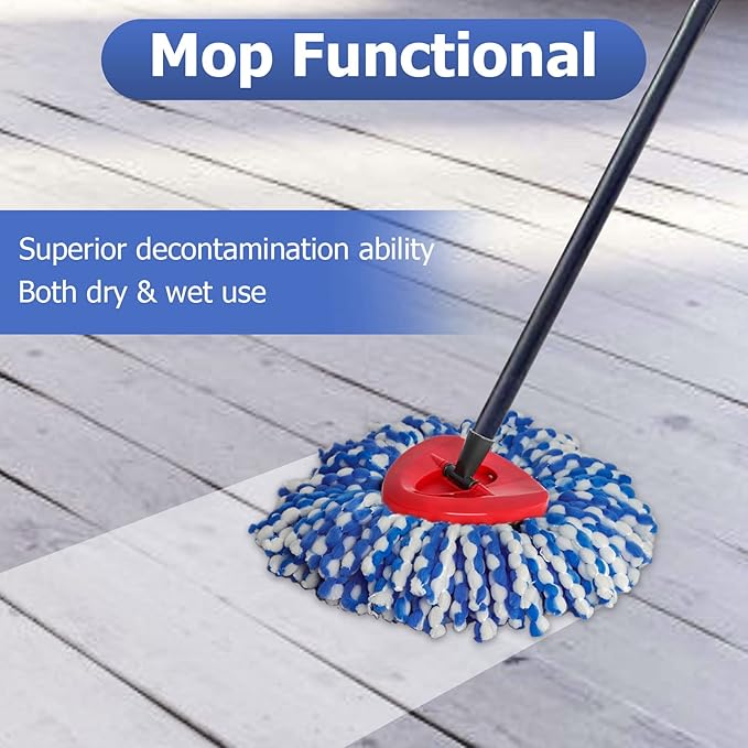 Spin Mop Replacement Head - 4 Pack RinseClean Mop Refills Compatible with O-Cedar Triangle Spin Mop, Microfiber Mop Replace Head Easy Cleaning Floor Head Mop (for 2 Tank System ONLY)
