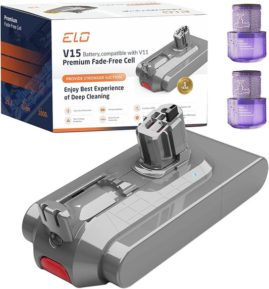 95 Mins V11/V15 Battery Replacement - High Capacity, Fast Charging, Strong Suction - Built for Dyson V11/V15 Click-in battery vaccums/ Detect Submarine/Outsize/Extra/Absolute Series - SV15,SV22, SV47