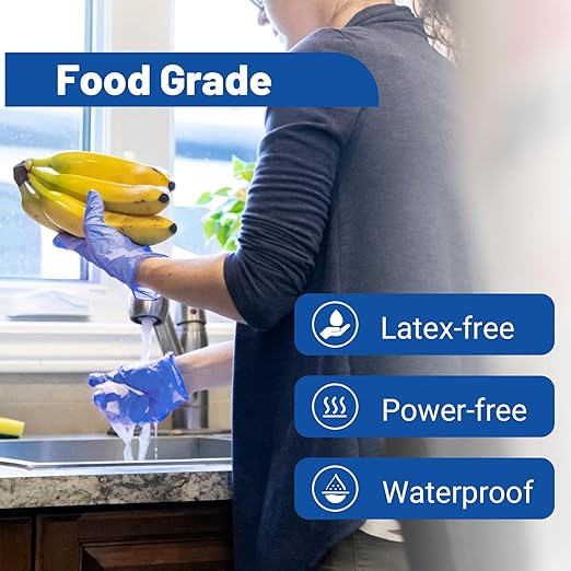 JMU 200 Nitrile Gloves XS, Disposable Latex-Free Powder-Free Gloves, Tear-Resistant, Non-Sterile, Violet Blue