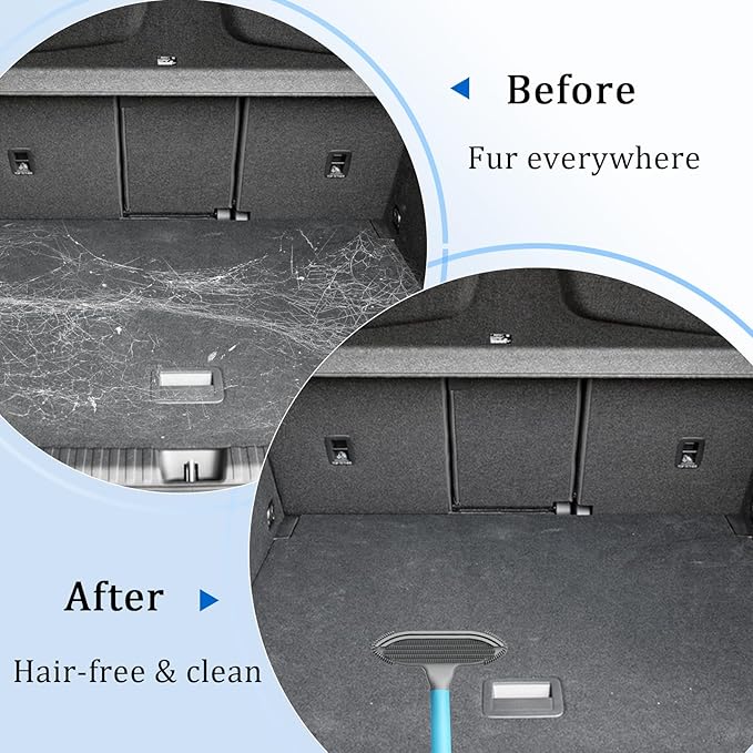 Pet Hair Removal Tool and Pet Hair Remover with 3 in 1 silicone, Cat Dog Hair and lint fur remover for Carpet Couch Cat Tree bed Furniture and Car Interior, Reusable and Portable,2 Pack