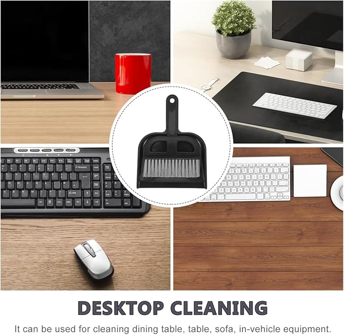 Ipetboom Keyboard Cleaning Brush and Mini Dustpan Set Compact 2-Piece Desktop Cleaning Tool for Laptops Keyboards Drawers and Small Spaces Black 8.46 X 6.29 Inches