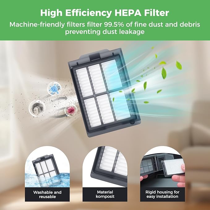 28PCS Accessories for iRobot Roomba Plus 405/505/507 Combo Robot Vacuum Cleaner, Parts Contents 2 Roller Brushes, 6 Side Brushes, 6 Dust Bags, 4 HEPA Filters, 8 Mop Pads, 1 Cleaning Brush