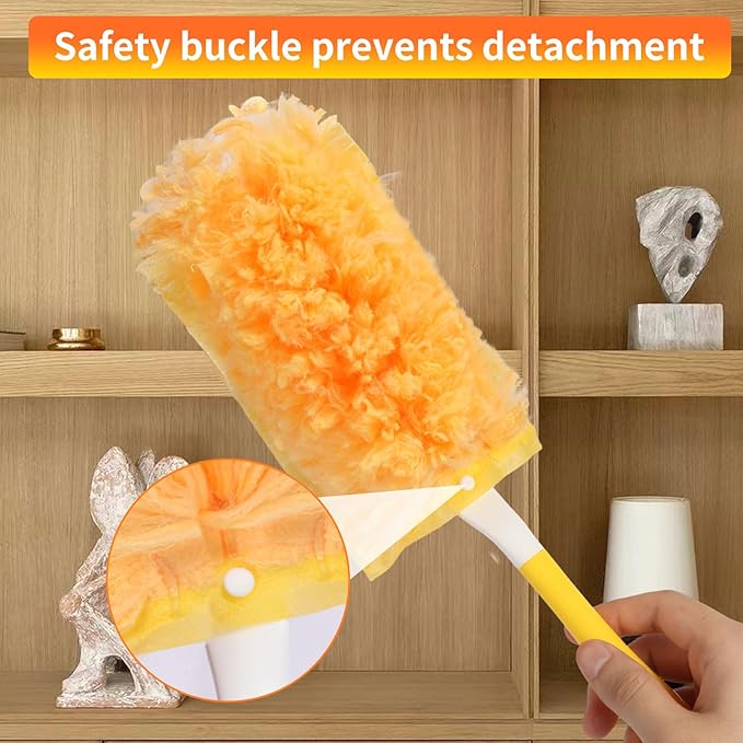 36 Count Heavy Duty Duster Refills for Swiffer Dusters with 1 Handle, 360° Multi-Surface Larger Size Feather Duster, Disposable Duster Kit for Cleaning Home, 4X Microfibers, Unscented