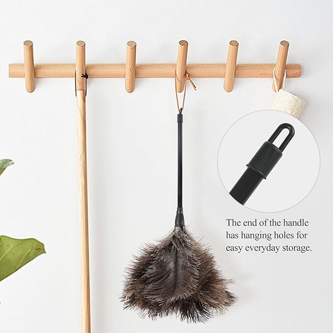 MehelloFeather Ostrich Feather Duster 15Inch Natural Fluffy Handheld Feather Dusters for Cleaning Keyboard Home Car Office (5PCS)