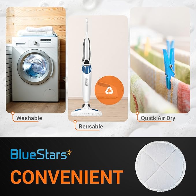 BlueStars 8 Pack Spinwave Mop Pads Replacement Compatible with Bissell Spinwave 2124 2039A 2039 2307 23157 20391 20399 Hard Floor Cleaners - 4 Heavy Scrub, 2 Scrubby, 2 Soft - Washable and Reusable