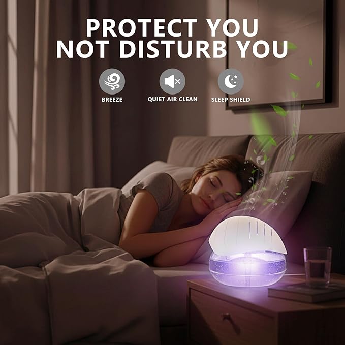 BBMars water air purifiers for home Essential Oil Aroma Diffuser With 7 Color LED Night light Small Air Cleaner For Smoke and Pets Air Revitalizer & Freshener for Home and Office