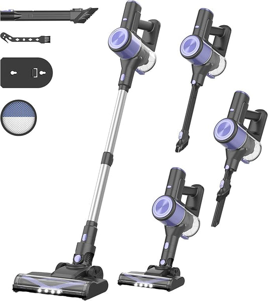 Hivroo N17 Cordless Vacuum Cleaner, Upgraded Lightweight Stick Vacuum for Home, Max 45mins Runtime, Powerful Suction, Self-Standing, Anti-Tangle, Rechargeable Vacuum for Hard Floors Carpets Pet Hair