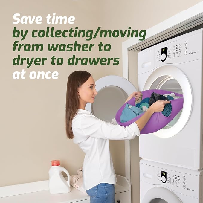 Laundry Turtle Collapsible Laundry Basket | Revolutionary Foldable Laundry Hamper | Innovative Laundry Basket for Dirty Clothes Washing & Dryer Removal Portable Laundry Grabber (Lavender, Small)
