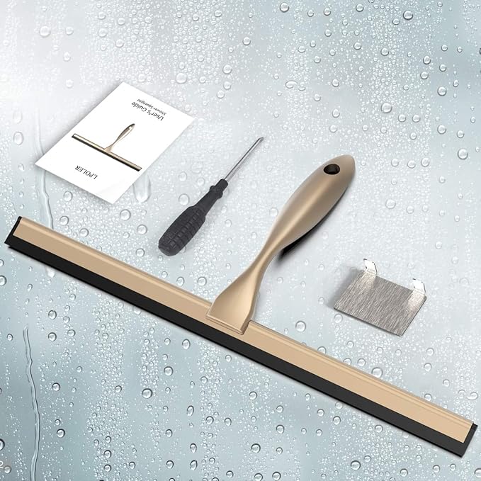 LPOLER Stainless Steel Squeegee for Shower Doors, All-Purpose Shower Squeegee for Bathroom, Window and Car Glass, 14 Inches