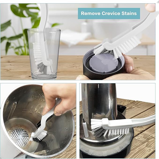 8 Pcs Dish Brush Bottle Bathroom Scrub Brushes Kitchen Cleaning Brush Right Angle Kitchen Brush Sink Household Pot Pan Edge Corners Tile Lines Brush with Stiff Bristles