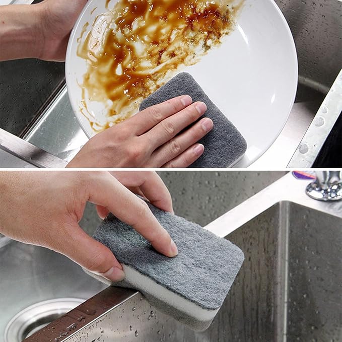 Sponge Individually Wrapped, Kitchen Dishwashing Sponges Bulk, Non Scratch Dishes Scouring Pad, Odor-Free Cleaning Sponge Wipes Scrubber Suitable for Travel Camping Apartments(24 Pack)