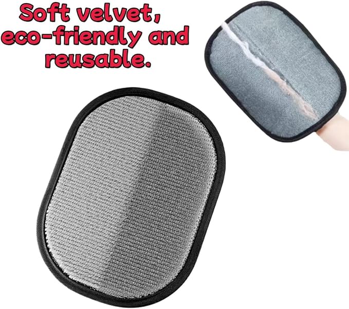 Pet Hair Removal Glove & Lint Mitt for Dogs, Cats - Electrostatic, Reusable & Washable Deshedding Grooming Mitt for Furniture, Car Seats, Couch, Carpet, Bedding