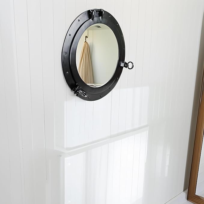 Nagina International Premium Vintage Antique Rustic Polished Aluminium Black Porthole (15 Inches) [B06XQJM626]