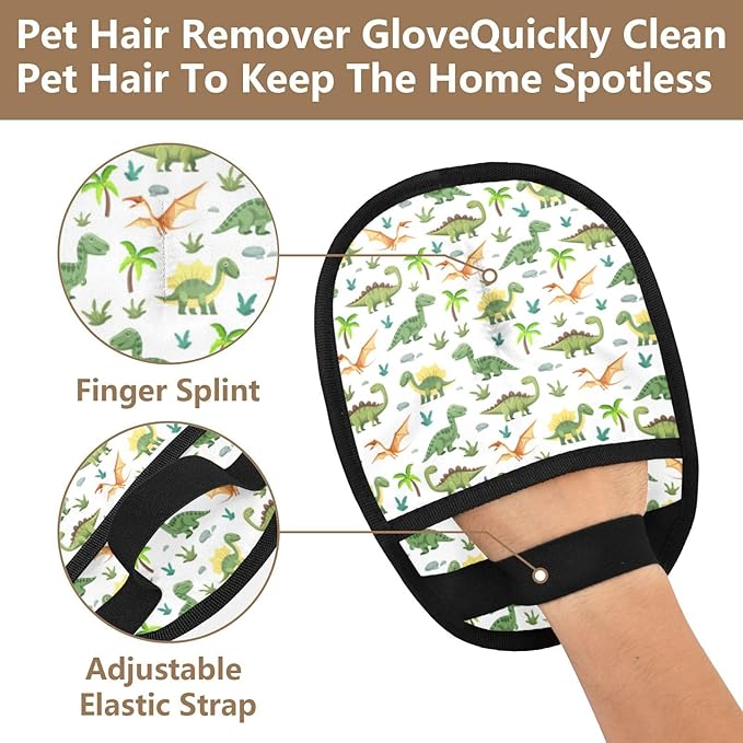 CHPGPUG Dinosaur Pet Hair Removal Glove for Cats & Dogs Reusable Pet Hair Removal Glove pet Hair Electrostatic Gloves