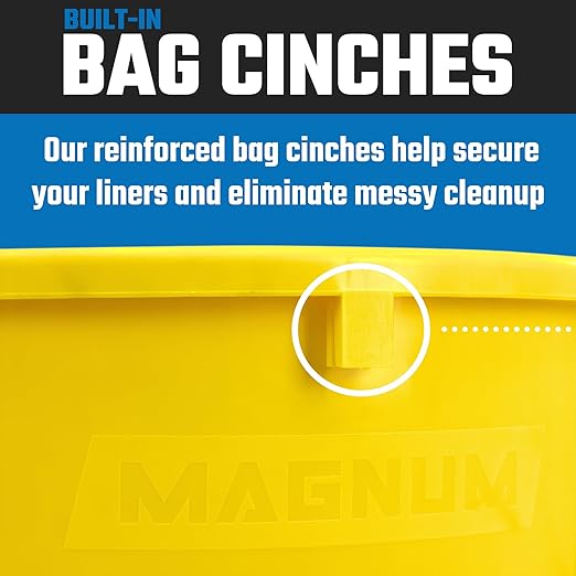 Magnum 32 Gallon Trash Can, High-Vis Yellow, Construction Grade, Heavy Duty Plastic, Jobsite Ready for Handling and Holding Garbage CMTC-C000-32Y02 (2 Pack)