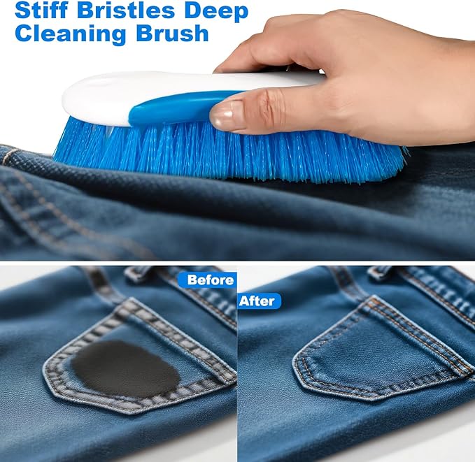 6.3" Multi Purpose Heavy Duty Scrub Brush with Non-Slip TPR, Cleaning Brush with Stiff Bristles for Tile Floors，Walls, Carpet, Tubs，Sink ，Blue