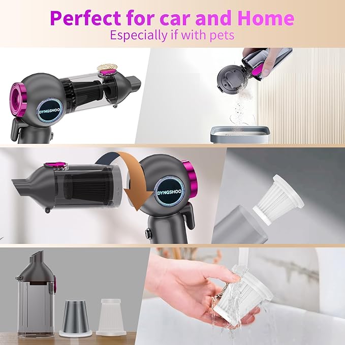 LOQFGDW Handheld Car Vacuum Portable Cordless（Equipped with a one-Touch Window Breaker and Seatbelt Cutter ） Car Vacuum Cleaner with 25000Pa Ultra-Strong Suction,Design for Drivers (Purple)