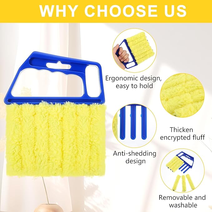 JIEYAO 2PCS Blind Cleaner Tools, Microfiber Window Blind Duster Washable 7-Finger Blind Cleaner Tool Duster for Window Blinds Air Vents Fans Venetian Shades Dust Dirt
