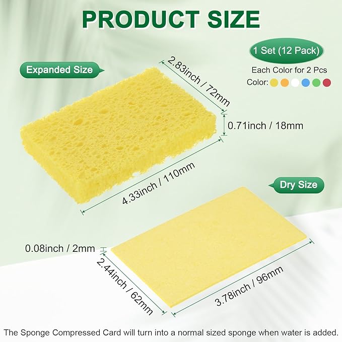 M METERXITY 2-Set Kitchen Sponges, Condense Eco Cellulose Non-Scratch Scrub Heavy Sponge for Kitchen/Household/Bathroom, Clean Tough Messes Dish Scrubber [Multicolor]