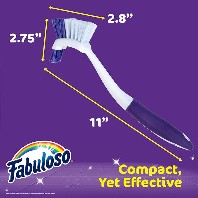 Fabuloso Tile Brush with Spot Scrubber – Bathroom Cleaning Brush with Medium Bristles, Shower Scrubber, and Hanging Hole