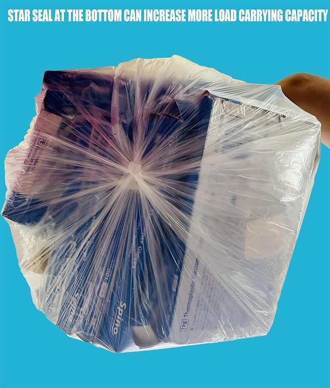 BEIDOU-PAC Trash Bags 13 Gallon, 1000 Count Bulk Value Pack, Clear Plastic Recycling Garbage Bags, Multi-purpose Tall Kitchen Trash Bags Can Liners for Business Home Commercial and Industrial