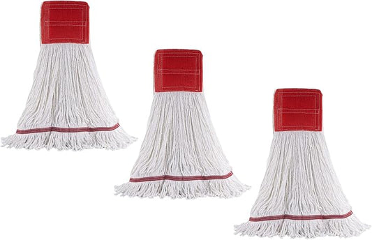 Matthew Cleaning Microfiber String Mop Heavy Duty Commercial Wet Mop Head Replacement,Excellent Absorbency,Premium Launderability,Reusable for Home,Commercial and Industrial Use(White,3Pack)