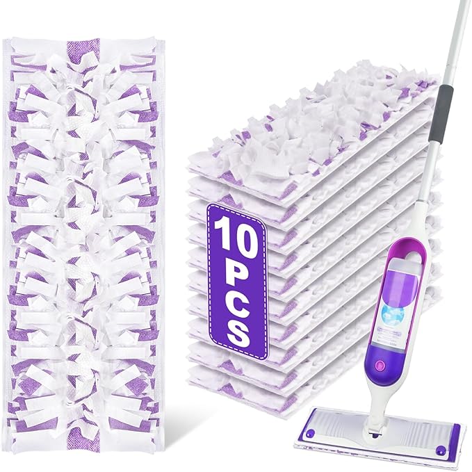 IOPRETTY Mop Pads for Swiffer Powermop - 10 Pack Wet Dry Disposable Refills for Hardwood Floor Cleaning - Mopping Replacement for Tile Wood Multi-Surface Floors - Sweeping Cloths for Home Kichen