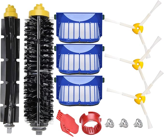 PELLYDA Replacement Parts for IRobot Roomba 600 &500 Series 694 692 690 680 660 665 651 650 614 595 585 564 Vacuum,Accessories Kit 3 Filter,3 Side Brush,1 Pairs Bristle and Flexible Beater Brush