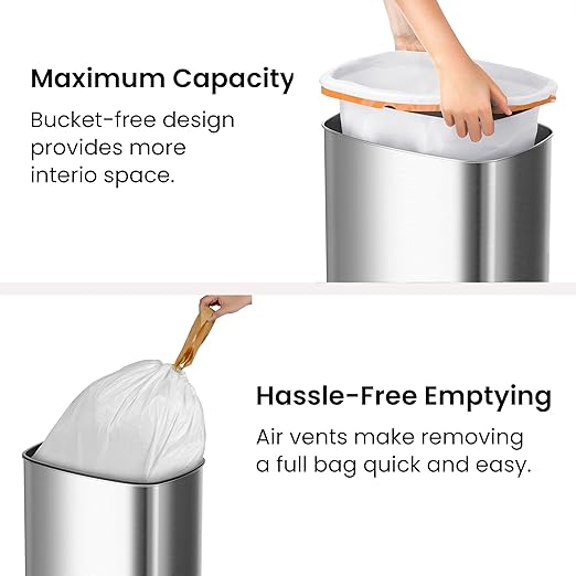 iTouchless 24 Gallon / 91L Sensor 2.0 Trash Can with Lid Commercial Grade Automatic Stainless Steel Touchless Garbage Bin, AbsorbX Odor Filter, Battery or AC Power, for Restaurant, Lobby, Home Office
