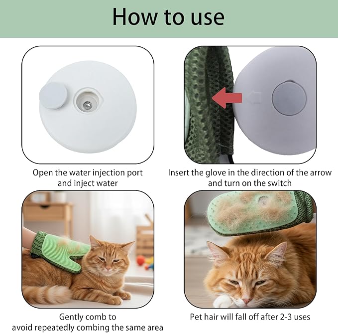 Grooming Mist Pet Hair Remover Gloves,Multi-Functional Grooming Mist Glove for Pets,With Pet Grooming Comb,Suitable for pet grooming,Sofas,Carpets,Car seats,Clothes,Etc