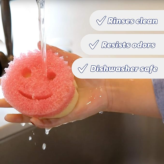 Scrub Daddy, Scrub Mommy - Dual Sided Sponge & Scrubber, Soft in Warm Water, Firm in Cold, FlexTexture, Deep Cleaning, Dishwasher Safe, Multipurpose, Scratch Free, Odor Resistant, Ergonomic, 8ct roll
