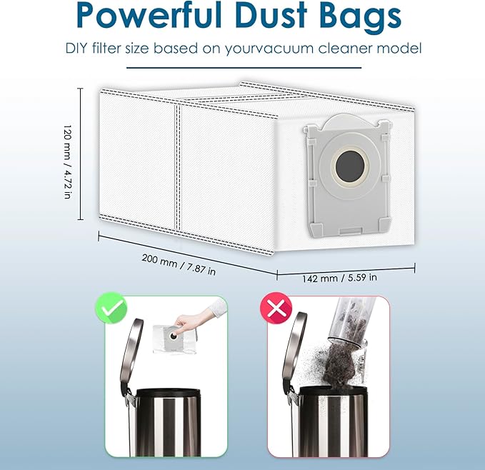 (20 Pack) X9 PRO OMNI Replacement Dust Bags for ECOVACS DEEBOT X9 PRO OMNI/ T80 Omni/ T50 PRO Omni/ T50 MAX PRO Omni/ X8 Pro Omni robot vacuum, Activated Carbon Disposable Bags, Vacuum Bag