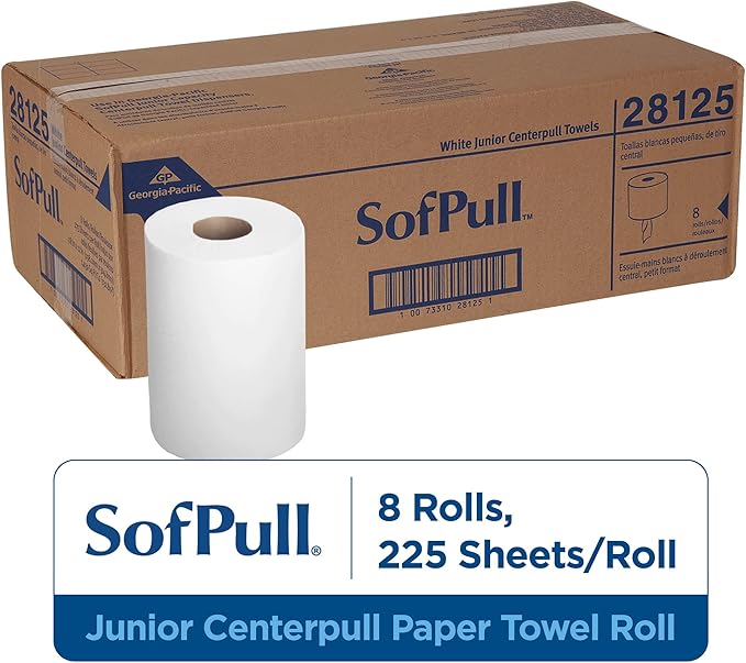 SofPull Junior Centerpull Premium Paper Towel by GP PRO, Georgia-Pacific , White, 28125, 8 Rolls Per Case