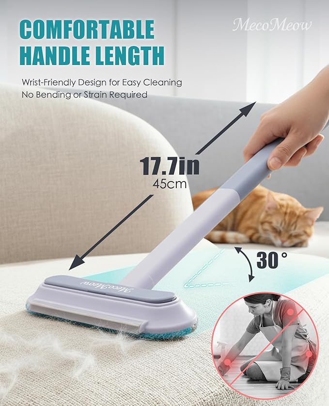 MecoMeow Pet Hair Removal Brush for Couch, Durable, Reusable, Washable Lint Cleaner for Dog and Cat Hair, Gentle on Furniture, Effective on Carpets, Clothing, Bedding-Simple