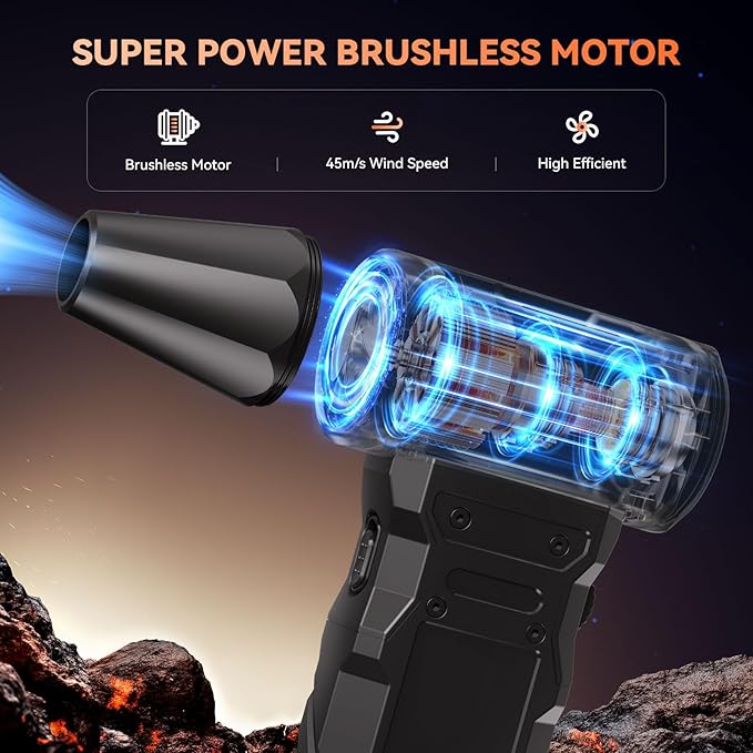 PinaiIon Electric Compressed Air Duster, Rechargeable Portable Air Duster for PC Computer, Cordless Handheld Air Blower with Speed Adjustable Knob, Mini Air Duster for Keyboard, Car Cleaning
