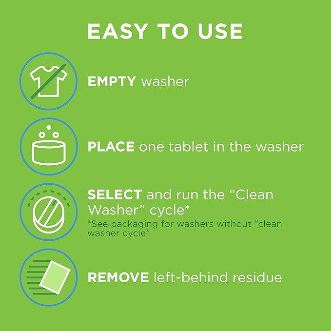 Affresh Washing Machine Cleaner, Helps Power Away Odor Causing Bacteria & Grime Deep Inside Pump, Valve & Hoses, 5 Time Release Tablets, 5 Month Supply