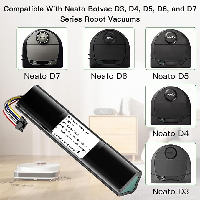 Lcenerga 6800mAh for Neato Battery Replacement for D7 D5 D6 D4 D3 D3+ D301 D303 D5+ D502 D503 D701 D702 D703 D705 Robot Vacuum Cleaners 945-0225 945-0266 02386 205-0013 02385 205-0028