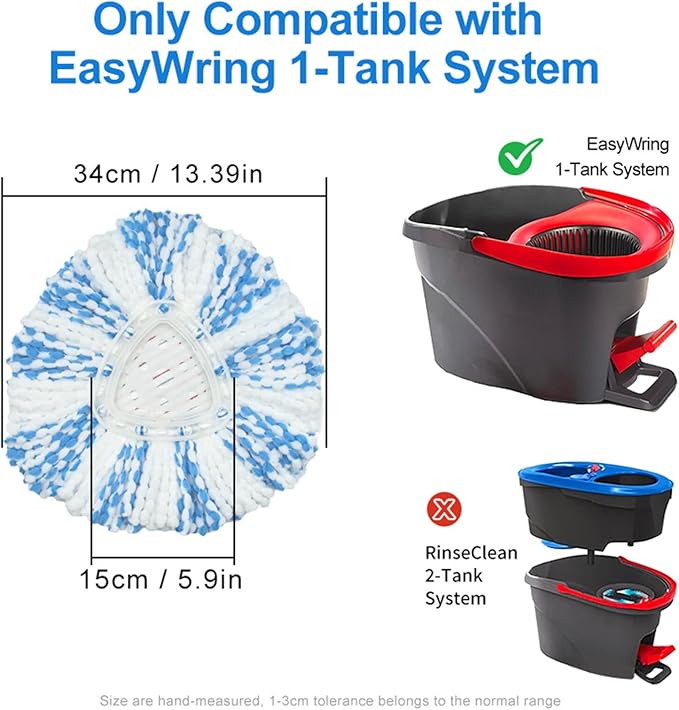 Suitable for Vi a/O-Cedar Easy Wring Microfiber mop Heads for Spin mops -