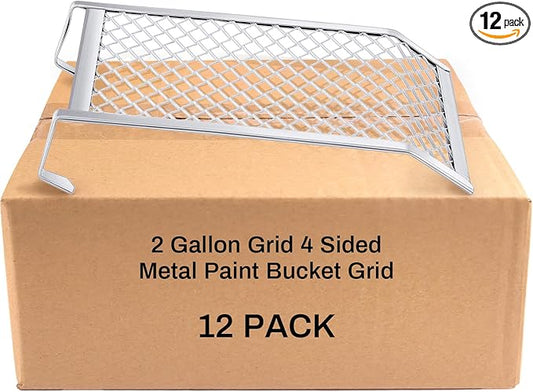 Landhoow 12 Pcs Paint Roller Grid for 2 Gallon Buckets, Paint Screen Strainer 4 Sided Metal Bucket Grid, Silver