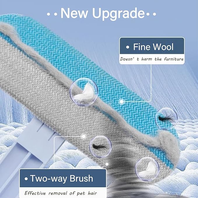 Pet Hair Remover 4-in-1 Reusable Dog Cat Hair Cleaning Removal Brush with Extra Long Handle for Furniture, Carpet, Clothes, Bedding, Floor, Car, Window