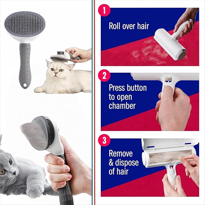 CLPCLP Roller Pet Hair Removal Tool，Reusable Lint Roller - Cat and Dog Hair Remover for Furniture，Dog Brush for Shedding，Portable Multi-Surface Fur Removal Tool (Sofas,Carpets,Clothing,Bed Sheet)