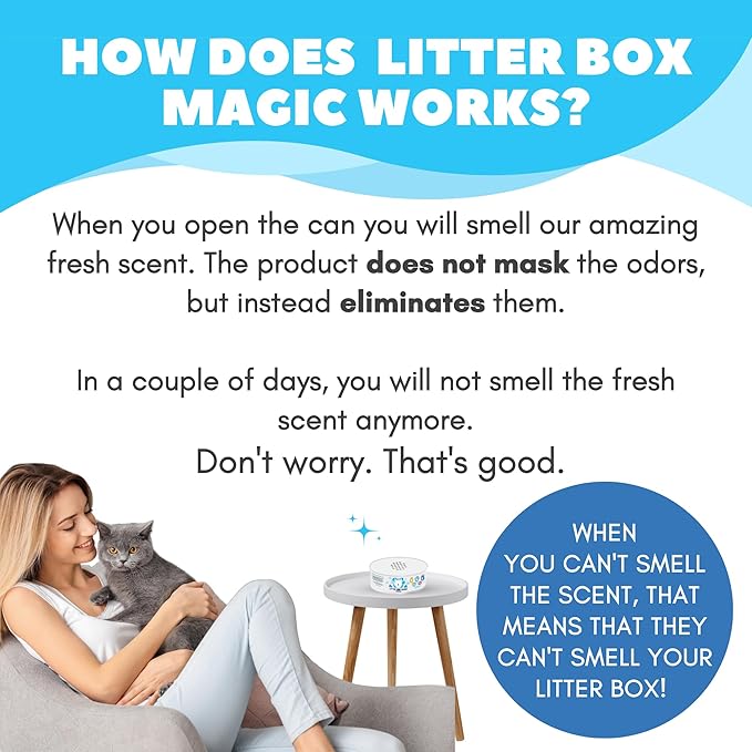 Litter Box Magic Cat Litter Deodorizer Jar (1 Fresh Scent and 1 Fragrance Free, 16 Oz, Pack of 2) - Cat Litter Odor Absorber Gel - Litter Box Pet Air Freshener - Litter Odor Eliminator to Freshen Air